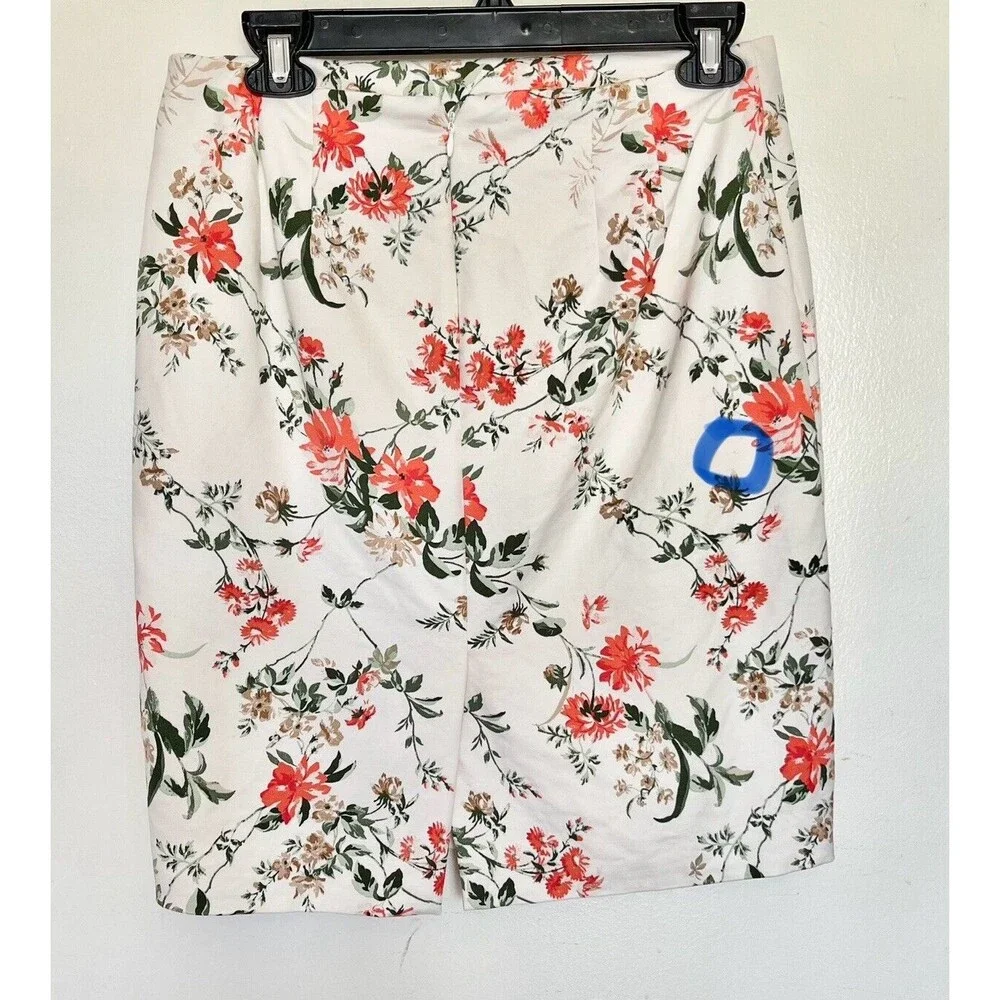 Ann Taylor Factory Womens Skirt Floral Size 6 Petite Slit Office Wear Workcore
